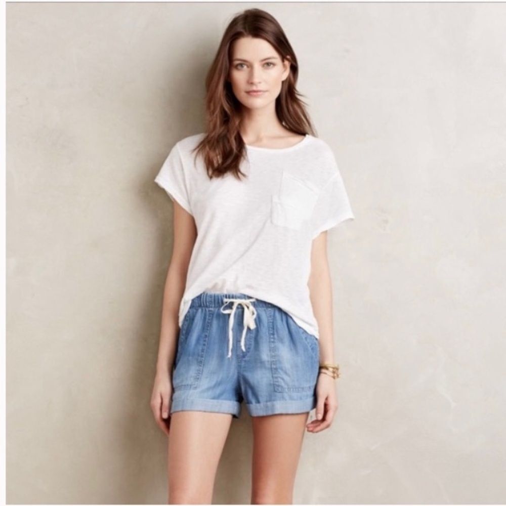 Cloth & Stone Chambray Drawstring Cuffed Shorts Women's Size Extra Small